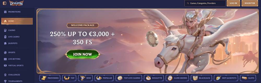 Divaspin mobile-first casino layout displaying modern pokies and live dealer games for Australian users.